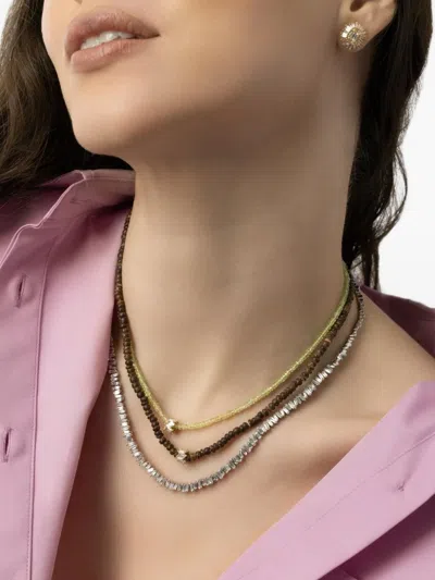 Suzanne Kalan 18k Yellow Gold Beaded Diamond Necklace In Brown