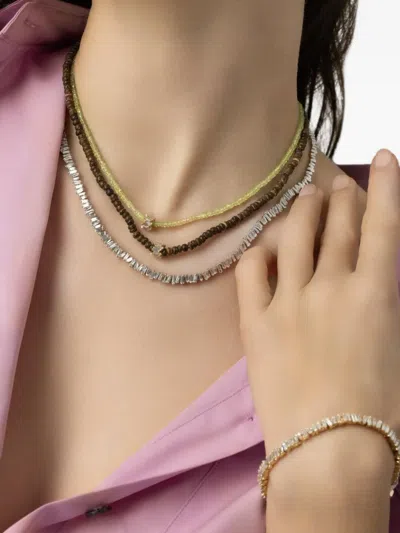 Suzanne Kalan 18k Yellow Gold Beaded Diamond Necklace In Brown