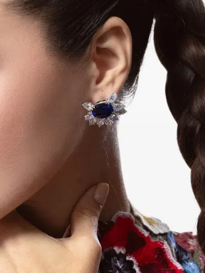 Fantasia By Deserio Sapphire Cluster Earrings In Blue