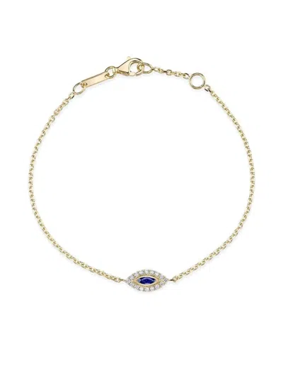 Anita Ko 18k Yellow Gold Evil Eye Diamond And Sapphire Bracelet In Gold
