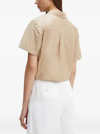 Theory Tie-front Buttoned Shirt In Neutral