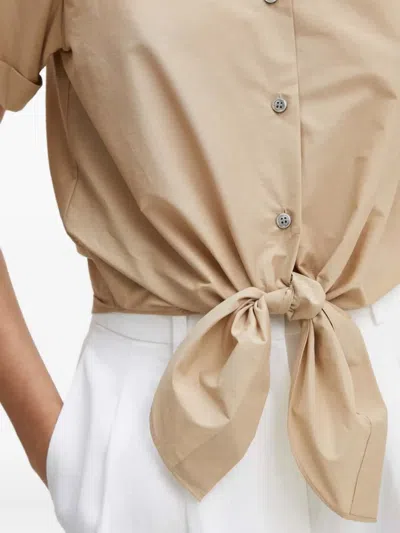 Theory Tie-front Buttoned Shirt In Neutral