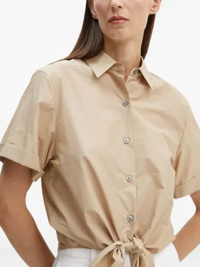 Theory Tie-front Buttoned Shirt In Neutral