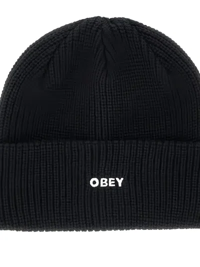 Obey Future Knit Logo Beanie In Black