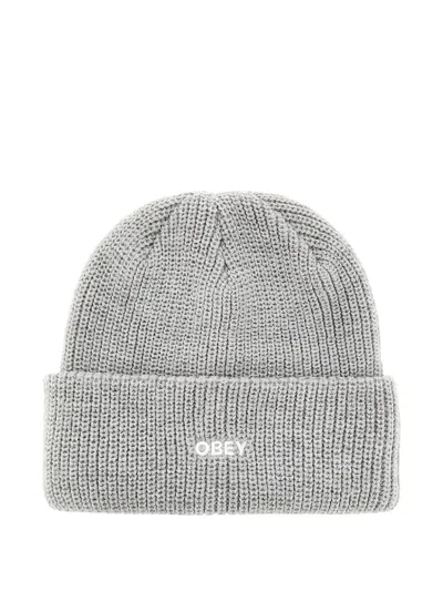 Obey Logo Beanie Hat In Gray