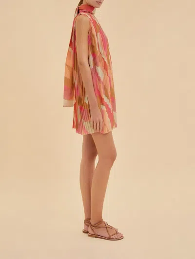 Raquel Diniz Nina Pleated Minidress In Pink