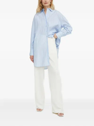 Twinset Striped Buttoned Shirt In Blue