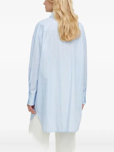 Twinset Striped Buttoned Shirt In Blue