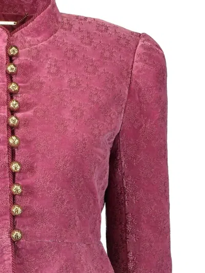 Chloé Chloe Embroidered-jacquard Velvet Jacket In Pink