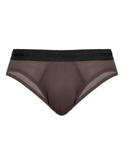 Dsquared2 Logo-waistband Briefs In Brown