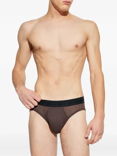Dsquared2 Logo-waistband Briefs In Brown
