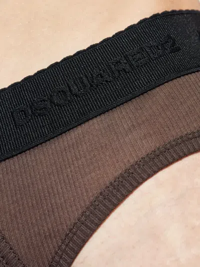 Dsquared2 Logo-waistband Briefs In Brown