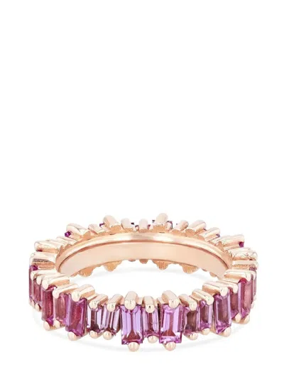 Suzanne Kalan 18kt Rose Gold Sapphire Band Ring In Red