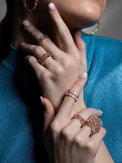 Suzanne Kalan 18kt Rose Gold Sapphire Band Ring In Red