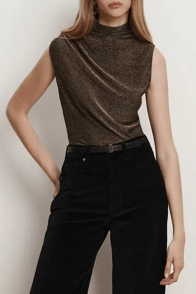 Veronica Beard Mylie Sleeveless Top In Antique Gold Lurex In Brown