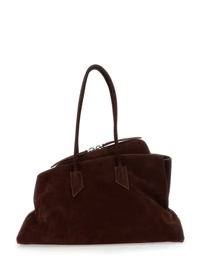 Attico Medium La Passeggiata Suede Tote Bag In Blue