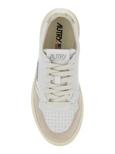 Autry 'medalist' White Low Top Sneakers With Logo Patch On Tongue And Side In Leather Blend Woman In White