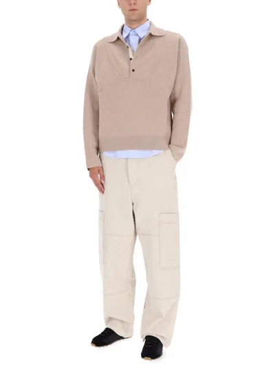 Jacquemus La Maille Vareuse Pallone Wool And Cashmere-blend Sweater In Neutral