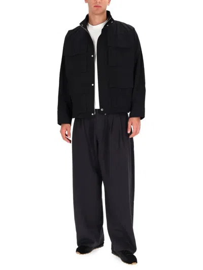 Studio Nicholson Boxy Cropped Black Sports Jacket In Black