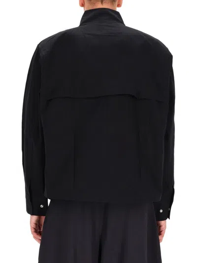 Studio Nicholson Boxy Cropped Black Sports Jacket In Black