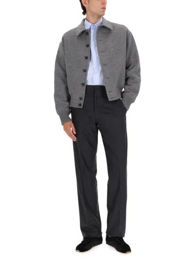 Jacquemus Grey Jacket With Classic Collar And Dropped Shoulders In Wool Man In Gray