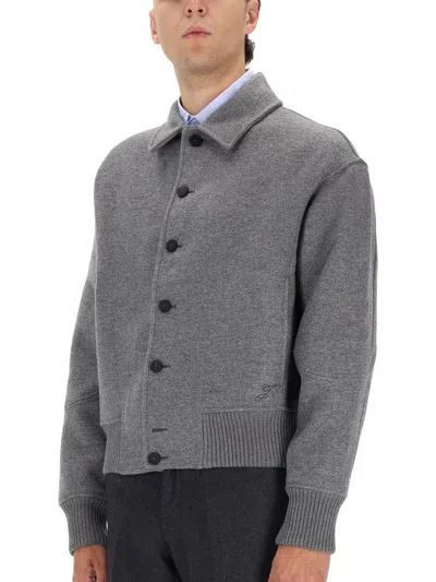 Jacquemus Grey Jacket With Classic Collar And Dropped Shoulders In Wool Man In Gray