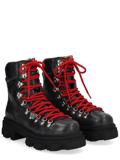 Ganni Ankle Mountain Boots Chunky Sole In Black