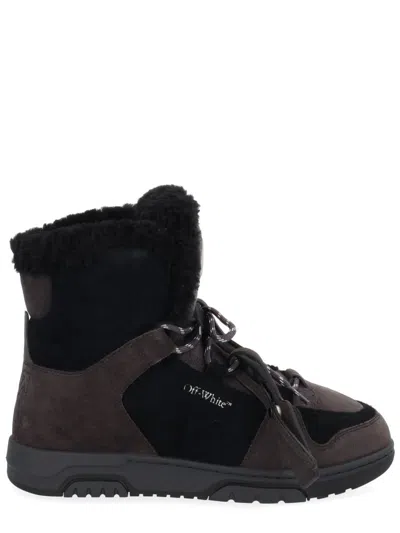 Off-white Winter Sneaker Boot Round Toe Leather In Brown
