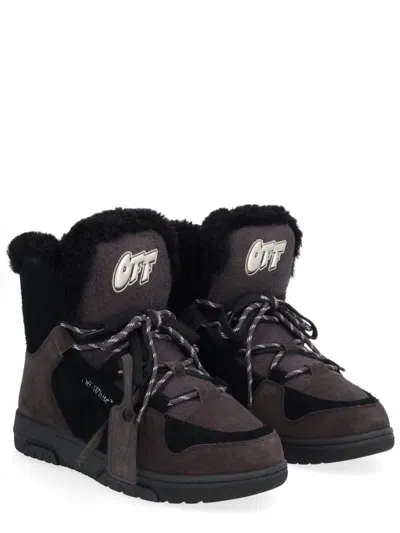 Off-white Winter Sneaker Boot Round Toe Leather In Brown