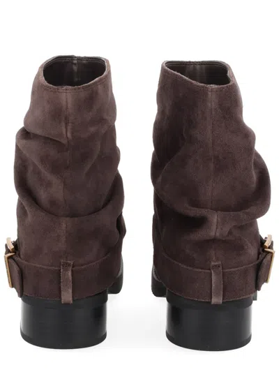 Michael Kors Slouchy Ankle Boots Buckle Detail In Brown