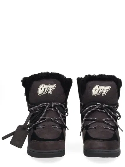 Off-white Winter Sneaker Boot Round Toe Leather In Brown