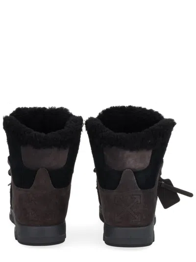 Off-white Winter Sneaker Boot Round Toe Leather In Brown