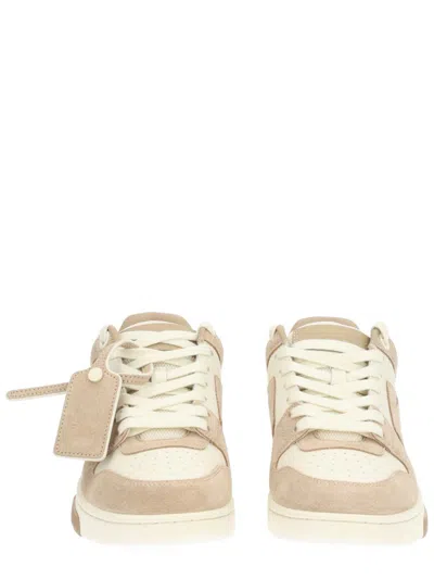 Off-white Low-top Sneakers With Suede And Calfskin Accents In Nude