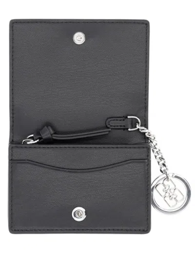 Ganni Card Wallet With Charm In Black