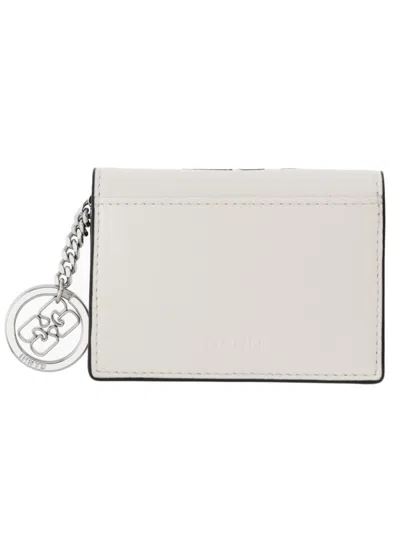 Ganni Card Wallet With Charm In Neutral