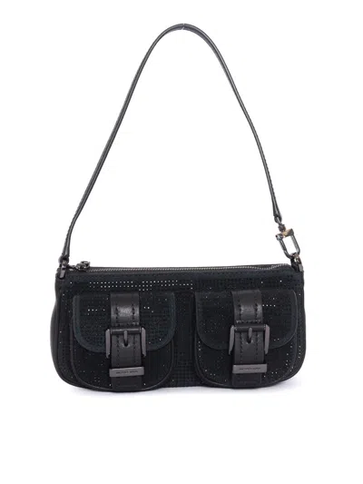 Michael Kors Small Zoe Suede Shoulder Bag In Black