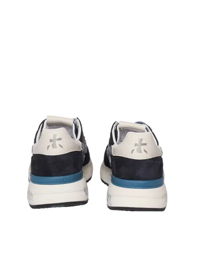 Premiata Layered White And Grey Sneakers With Sculpted Sole In Multi