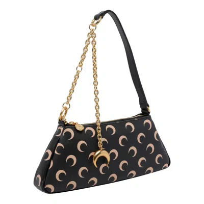 Marine Serre Crescent Moon Canvas Shoulder Bag In Black