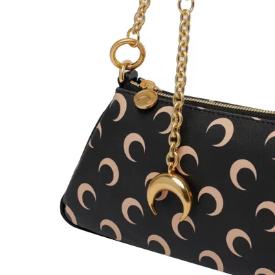Marine Serre Crescent Moon Canvas Shoulder Bag In Black