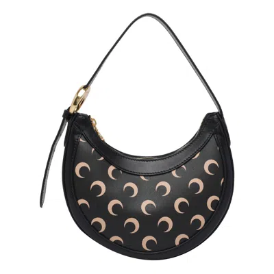 Marine Serre Black Moon Canvas Eclips Mini Shoulder Bag In Black
