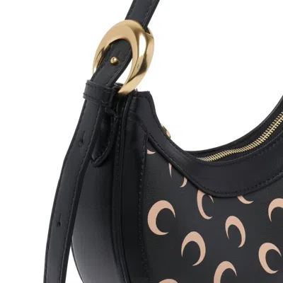 Marine Serre Black Moon Canvas Eclips Mini Shoulder Bag In Black