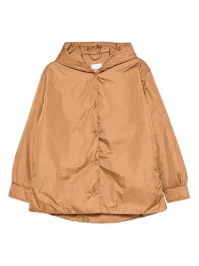 Aspesi Hooded Button-fastening Jacket In Brown