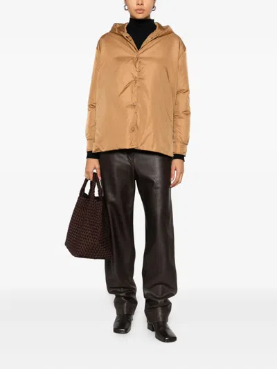 Aspesi Hooded Button-fastening Jacket In Brown