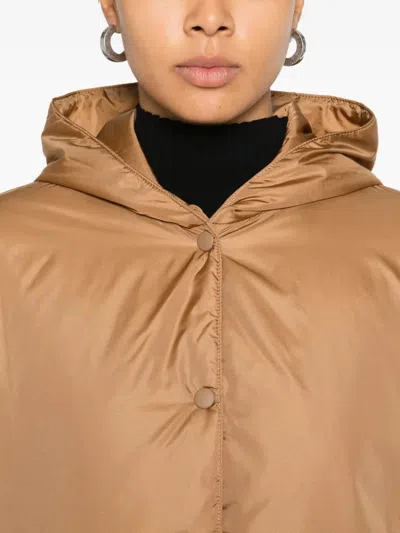 Aspesi Hooded Button-fastening Jacket In Brown