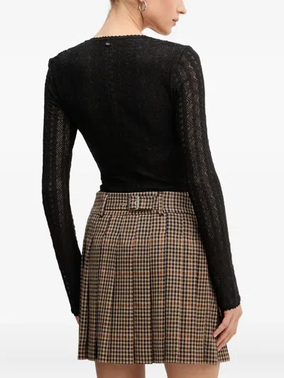 Hugo Boss V-neck Long-sleeve Bodysuit In Black