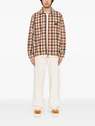 Stan Ray Plaid Flannel Zip-up Shirt In Brown