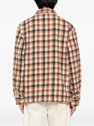 Stan Ray Plaid Flannel Zip-up Shirt In Brown