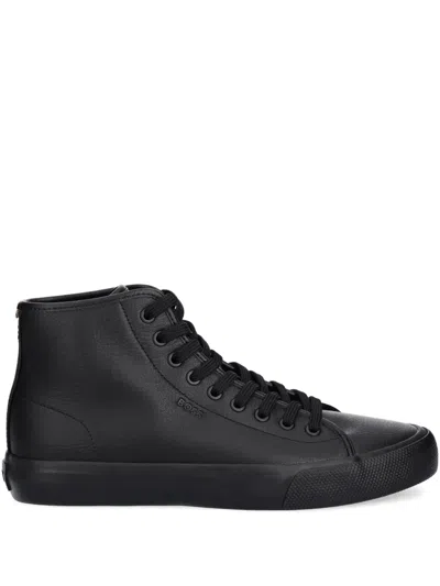 Hugo Boss Lace-up Hi-top Sneakers In Black