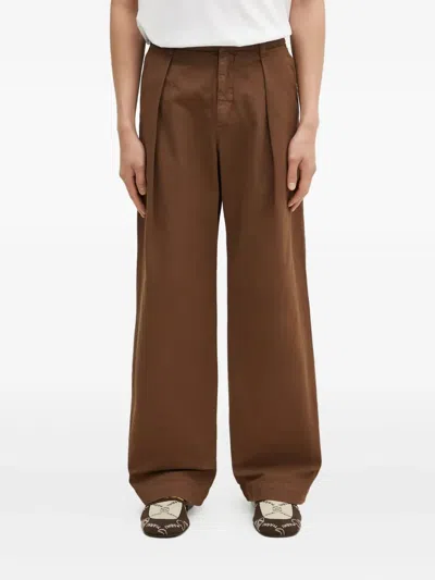 Wood Wood Pleated-front Trousers In Brown