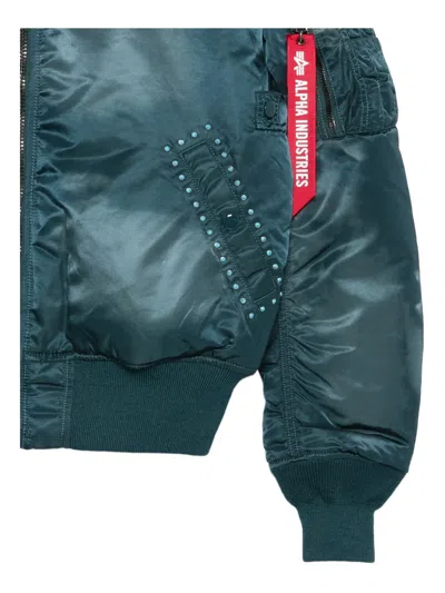 Awake Ny Bomber Jacket With Ribbed Cuffs And Pockets In Green